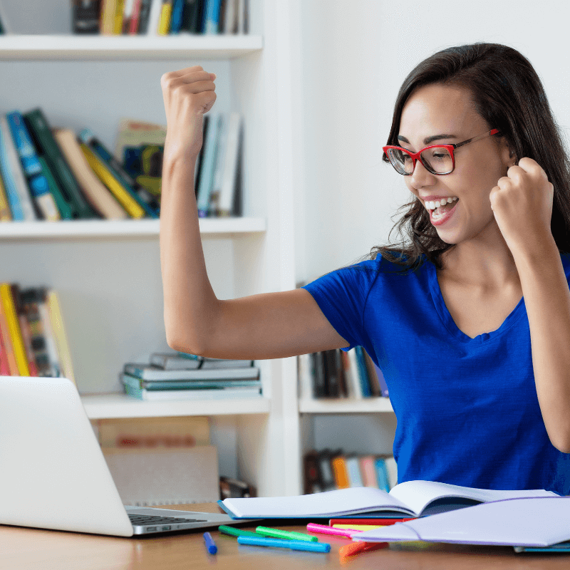 French student cheering