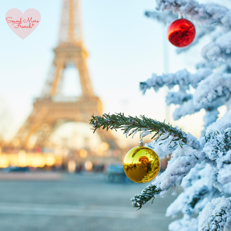 1 white_christmas_tree_in_foreground_with_gold_and_red_baubles_and_eiffel_tower_in_the_background