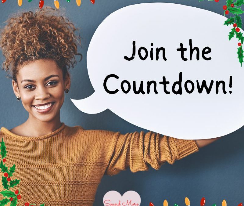 smiling_woman_holding_speech_bubble_with_text_join_the_countdown_with_christmas_lights_and_holly_and_sound_more_french_logo