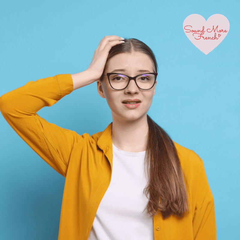 woman_with_glasses_touching_head_looking_uncertain_against_blue_background_sound_more_french_logo